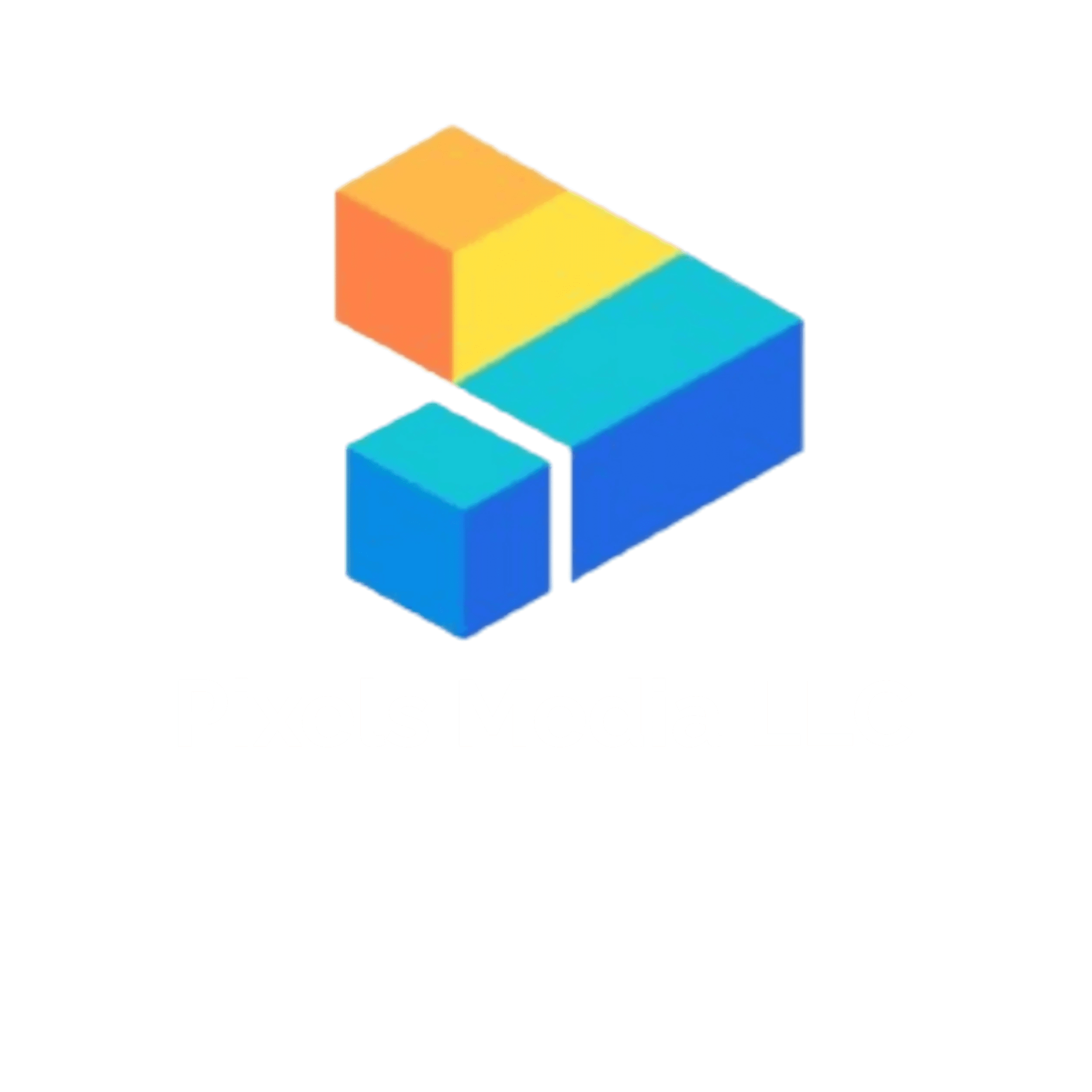 Pixels Media LLC – Logo – Without Background – White Text